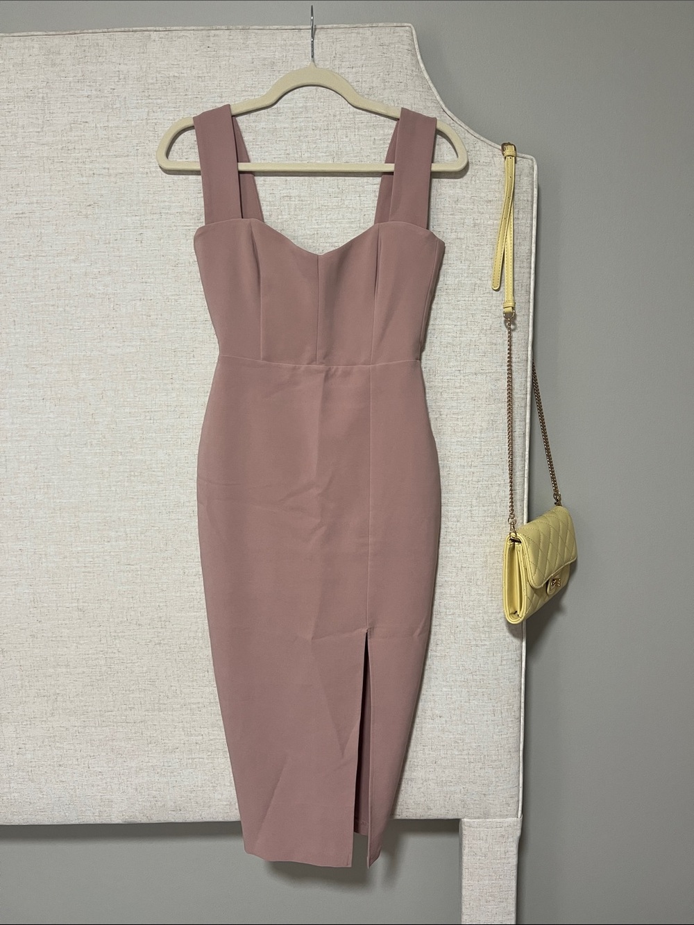 Nookie Blush Pink Midi Bodycon Dress with Side Slit